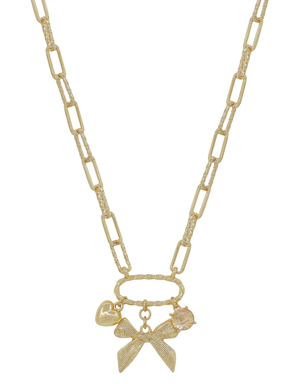 Gold Chain with Bow, Pearl and Coin Charms 16