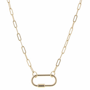 6" Matte Gold Carabiner Necklace, 3" Ext.