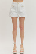 Gold Horsebit Patch Pocket Off White Shorts