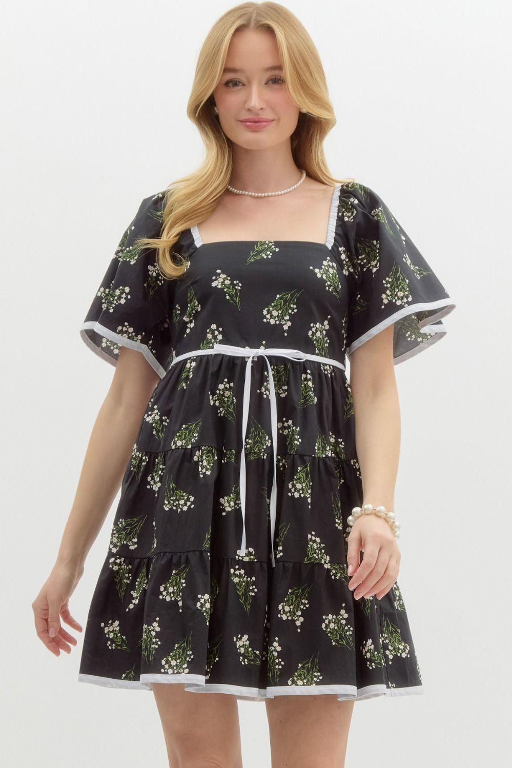 Clearance BLACK FLORAL MINI DRESS