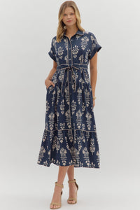 NAVY BOTANICAL BEAUTY DRESS