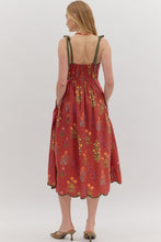 Load image into Gallery viewer, FALLING FOR YOU SCALLOPED TIE STRAP DRESS IN WINE
