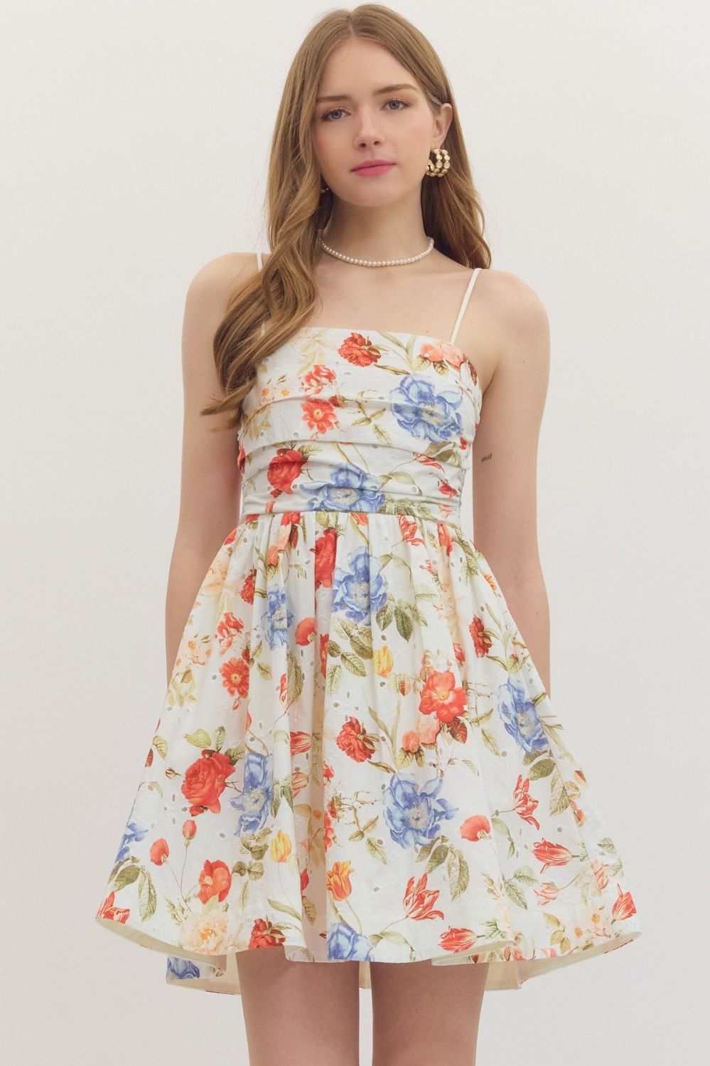 Floral Combo Print Sleeveless Mini Dress