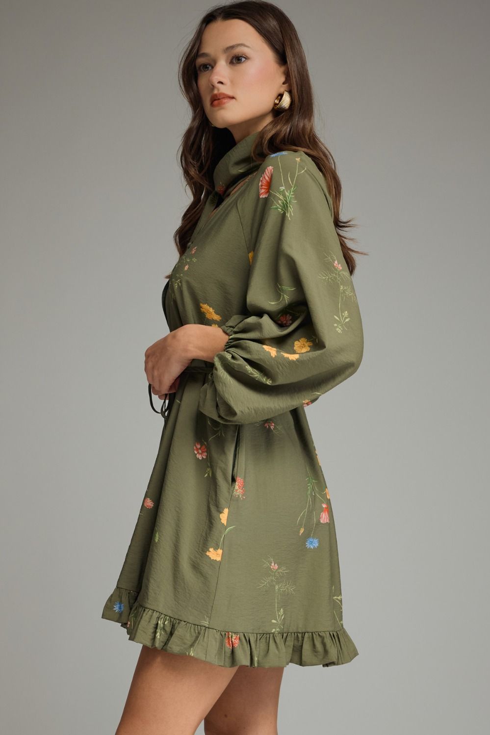 OLIVE FLORAL DRESS