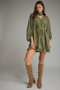 OLIVE FLORAL DRESS