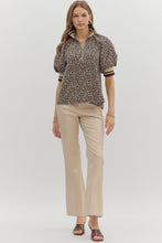 Load image into Gallery viewer, LEOPARD QUARTER ZIP TOP IN TAUPE
