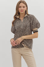 Load image into Gallery viewer, LEOPARD QUARTER ZIP TOP IN TAUPE
