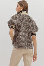 Load image into Gallery viewer, LEOPARD QUARTER ZIP TOP IN TAUPE
