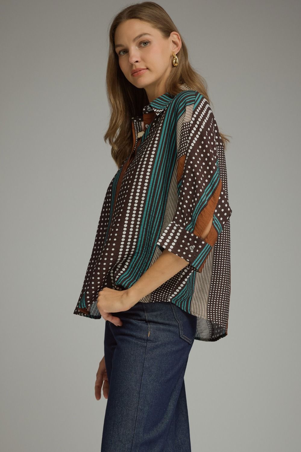 ENTRO MULTI COLOR FALL BUTTON CLOSURE TOP