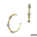 Gold Wired with Silver X's 2" Hoop Earring