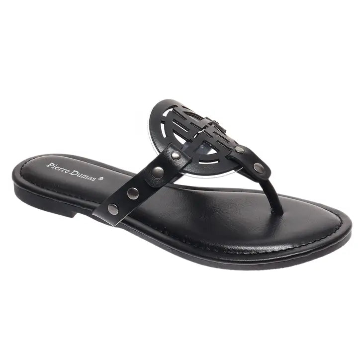 Pierre Dumas Medalion Sandals in Black