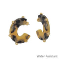 Water Resistant Tortoise Acrylic 1.5" Hoop with Gold Beaded Dot Accents