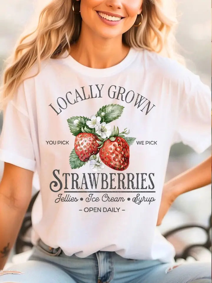 Locally Grown Strawberries Cotton Tee.