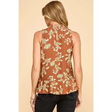 Load image into Gallery viewer, Brown Printed Top with Back Button Detail
