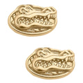 Gold stud earrings featuring a detailed gator head design, perfect for showcasing team spirit.