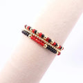 Red and Black Hematite Game Day Bracelet Stack