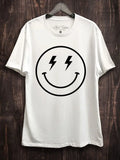 Bolt Eyed Happy Face Graphic Top