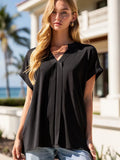 Black Wrinkle-Free Pleated Blouse