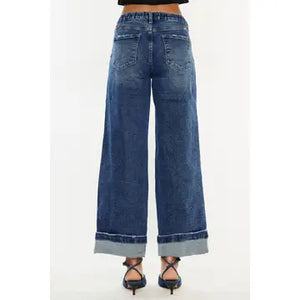 KANCAN WIDE LEG CUFFED JEANS