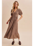 MOCHA Striped Button Down Maxi Dress