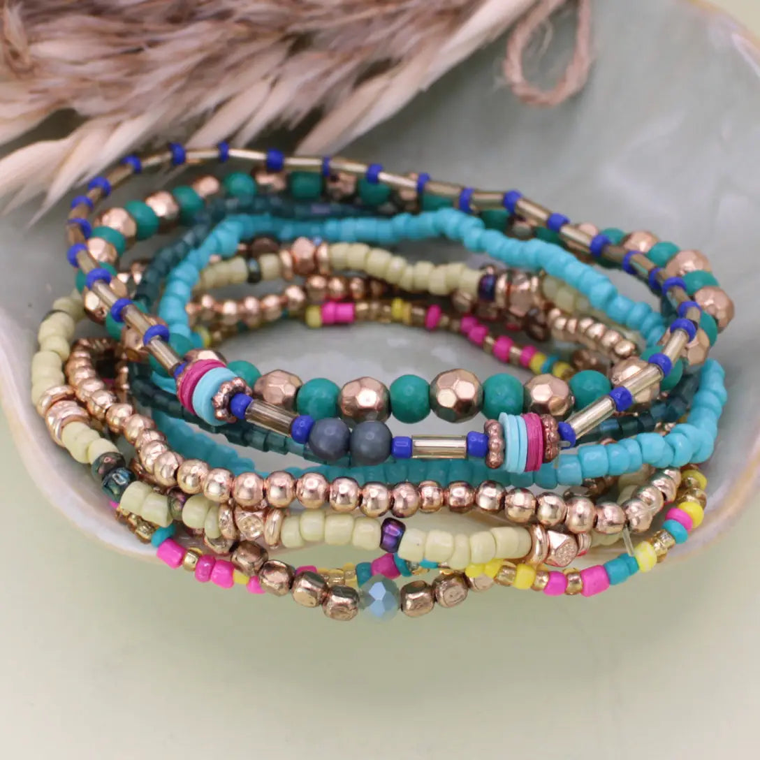 Summer Splash Bead Stretch Bracelet Set
