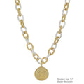 WATER RESISTANT CHUNKY CHAIN STAMPED GOLD AND SILVER COIN 16-18" NECKLACE