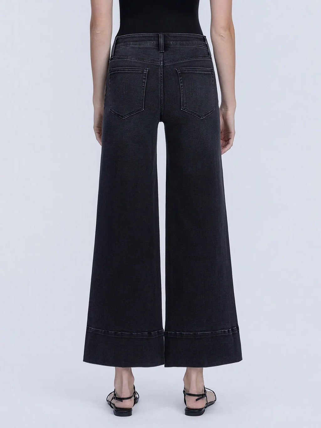 Vervet High Rise Patch Pocket Pin Tuck Black Wide Leg Jeans