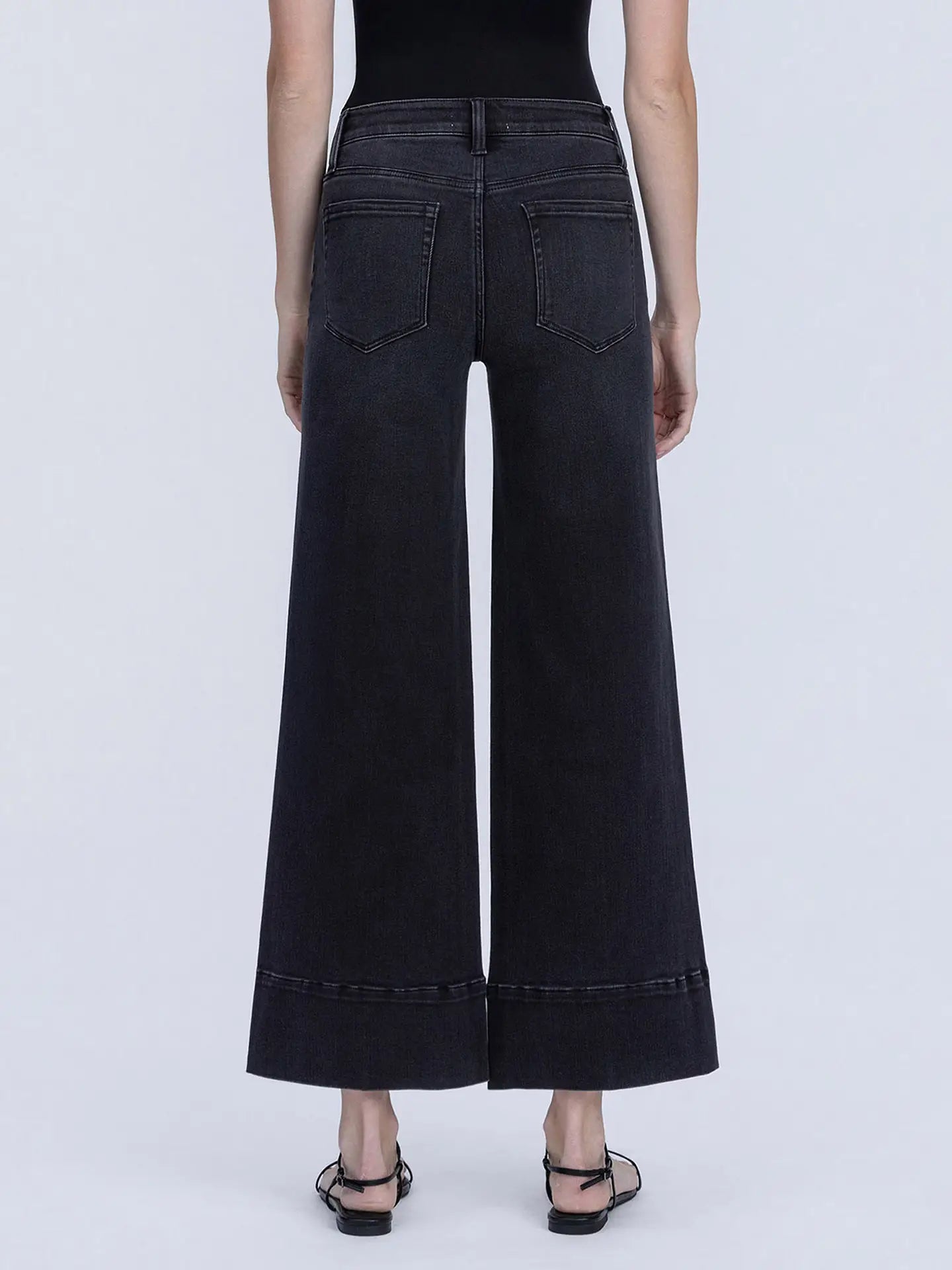 Vervet High Rise Patch Pocket Pin Tuck Black Wide Leg Jeans