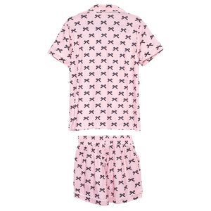 Black & Pink Mini Coquette Bows Loungewear Set