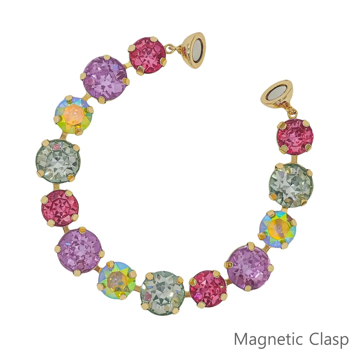 Water Resistant 10&12mm Crystal Light Multi Stone with Magnetic Closure Bracelet