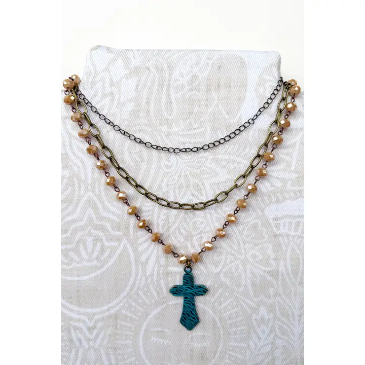 3 Chain Cross Pendant Necklace