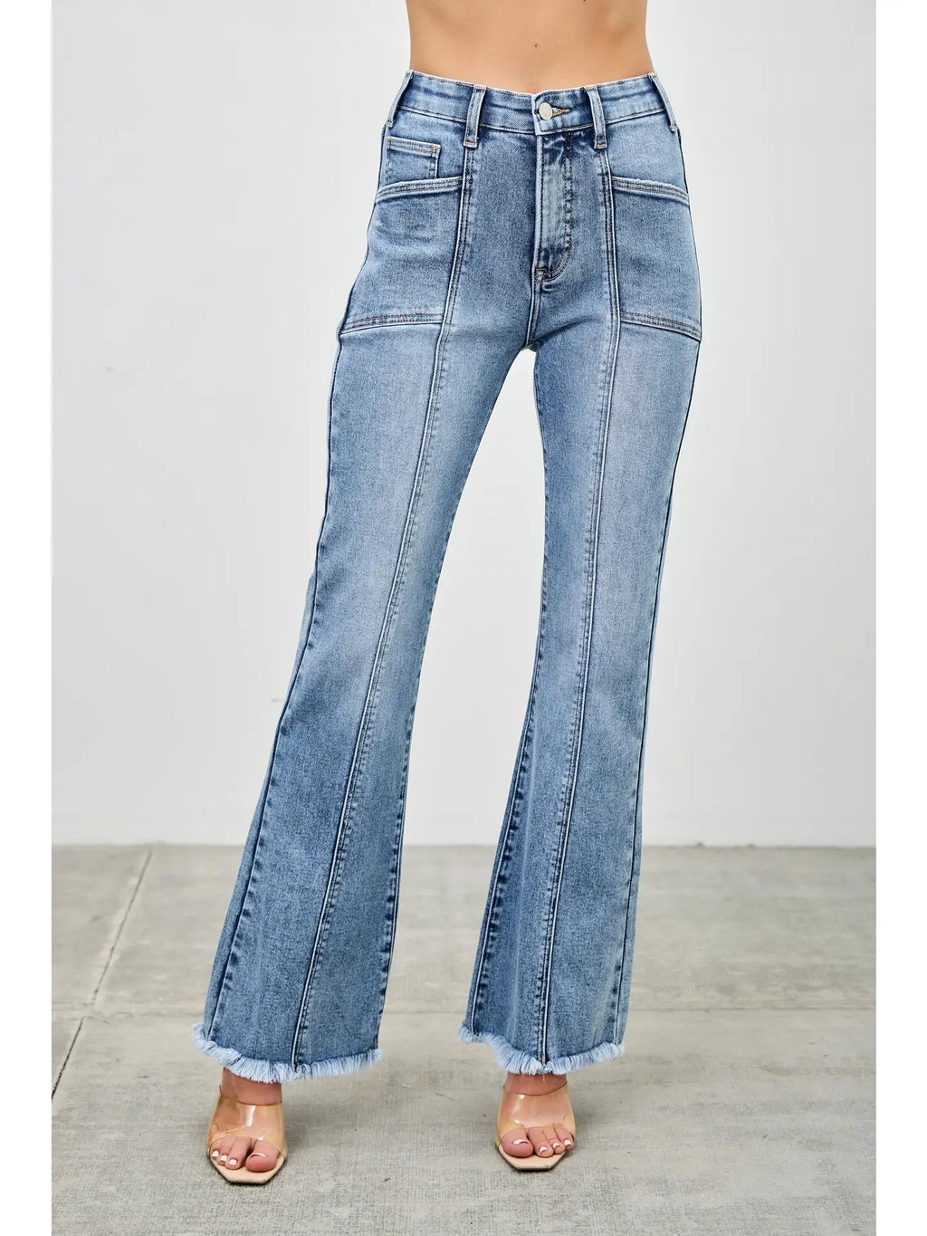 Saige High  Rise Boot Cut with Seam Detail Jeans