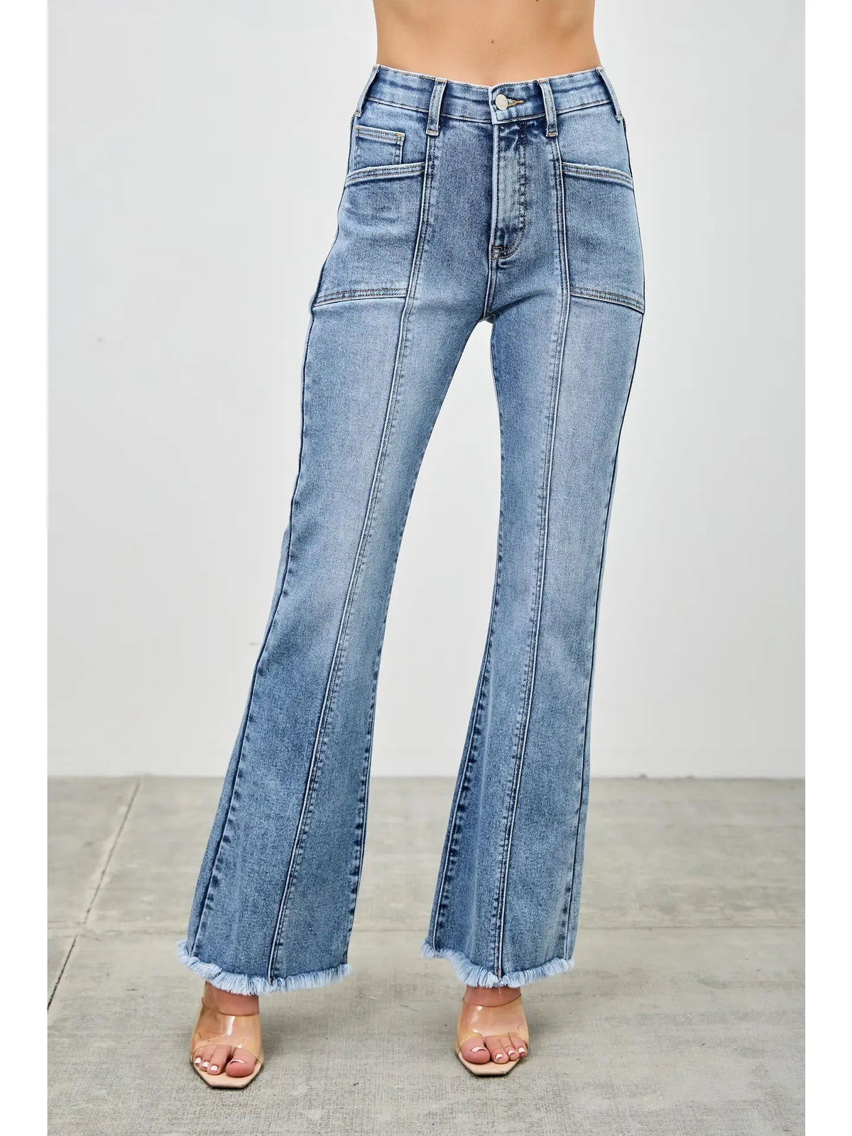 Saige High  Rise Boot Cut with Seam Detail Jeans